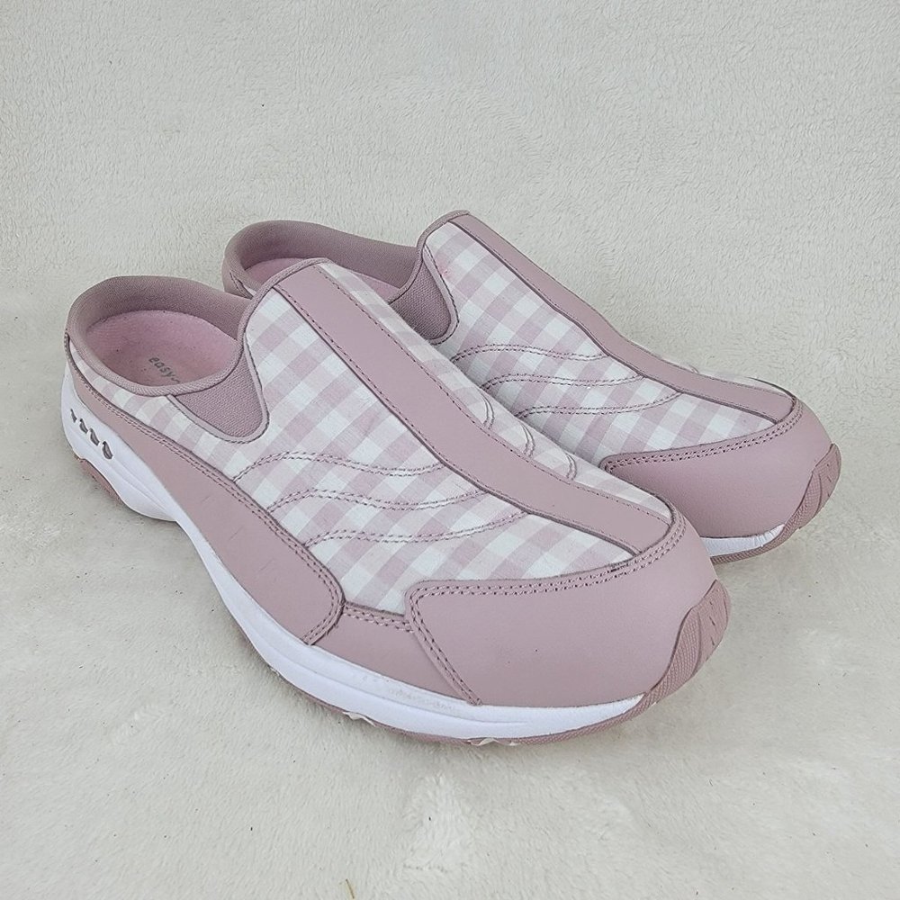 Easy Spirit Traveltime 369 Pink Leather Textile Slip-On Walking Comfort Clogs 12